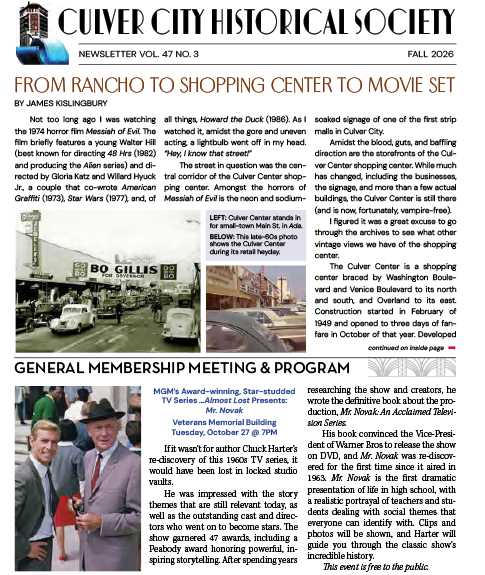 CCHS Fall 2026 Newsletter Cover