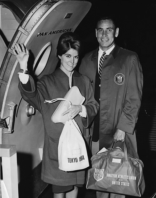 Billy and Patricia Mills on a Pan Am flight