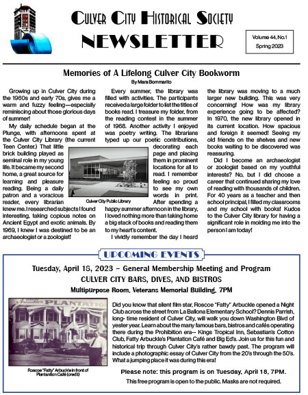 CCHS Spring 2023 Newsletter Front Page