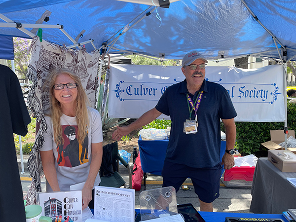 Working the Culver City Historical Society booth is Maureen Fleming and President Jack Bommarito.