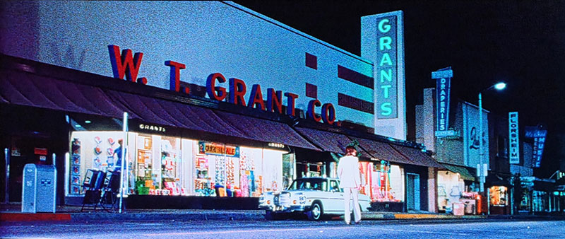 Still from the movie Messiah of Evil, filmed in 1974, which used Culver Center as a prominent film location.