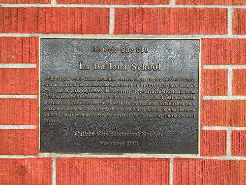 Replacement plaque for Historic Site #10 La Ballona School