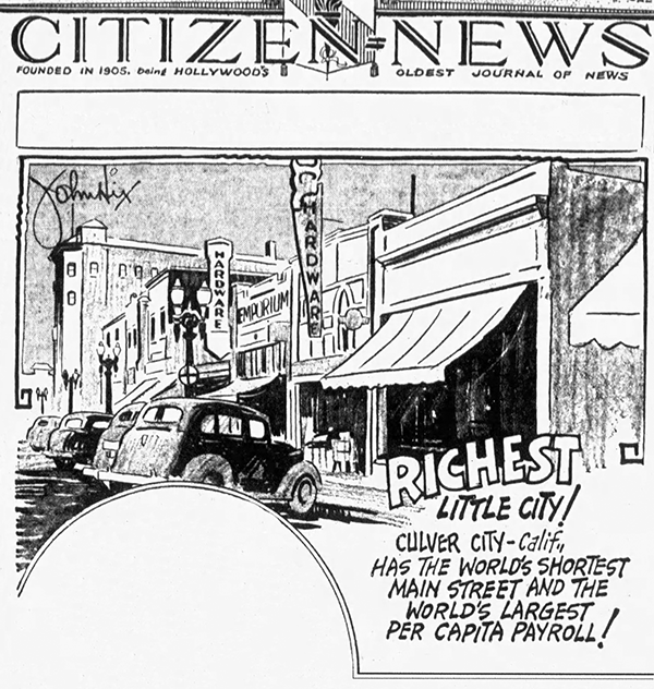 Richest Little City Cartoon by John Hix from The Hollywood Citizen-News from January 23, 1939