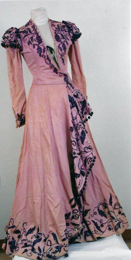 Pink MGM Dress with Purple Beading and Sequins Front View