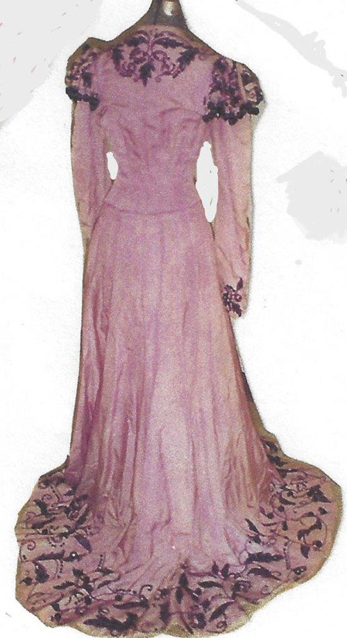 Pink MGM Dress with Purple Beading and Sequins Back View
