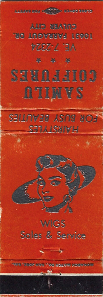 Matchbook from Samilu Coiffures