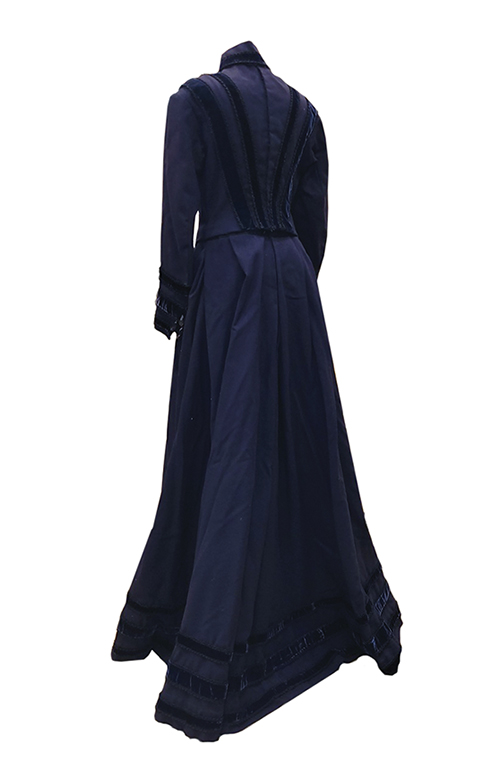 MGM collection navy blue wool full-length dress back view